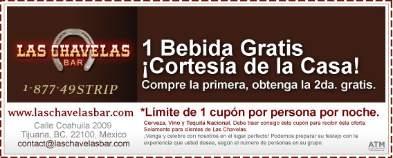 Coupon - 1 Free Drink Coupon - 1 Bebida Gratis ¡Cortesía de la Casa!